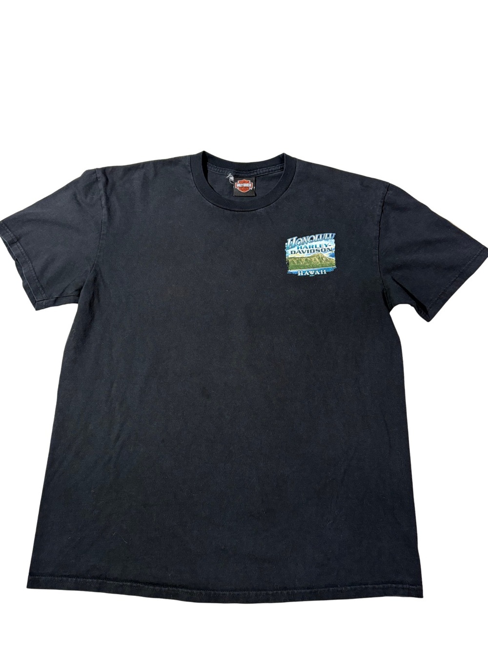 Harley-Davidson Honolulu Hawaii Black Aloha Graphic Short Sleeve T-Shirt